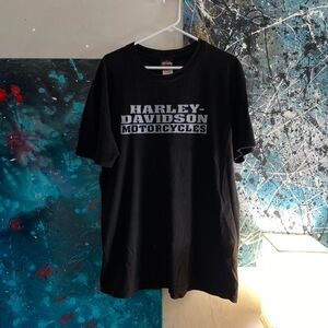 Vintage Harley Davidson Men's Black and Blue T-shirt